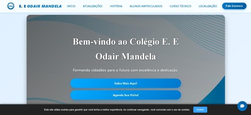 Quarta imagem do site institucional da escola