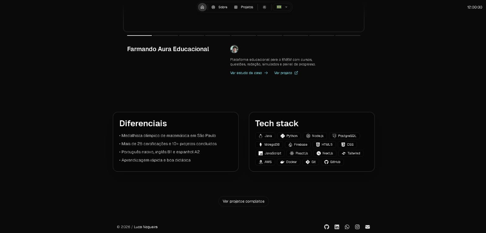 Terceira tela do projeto Portfolio