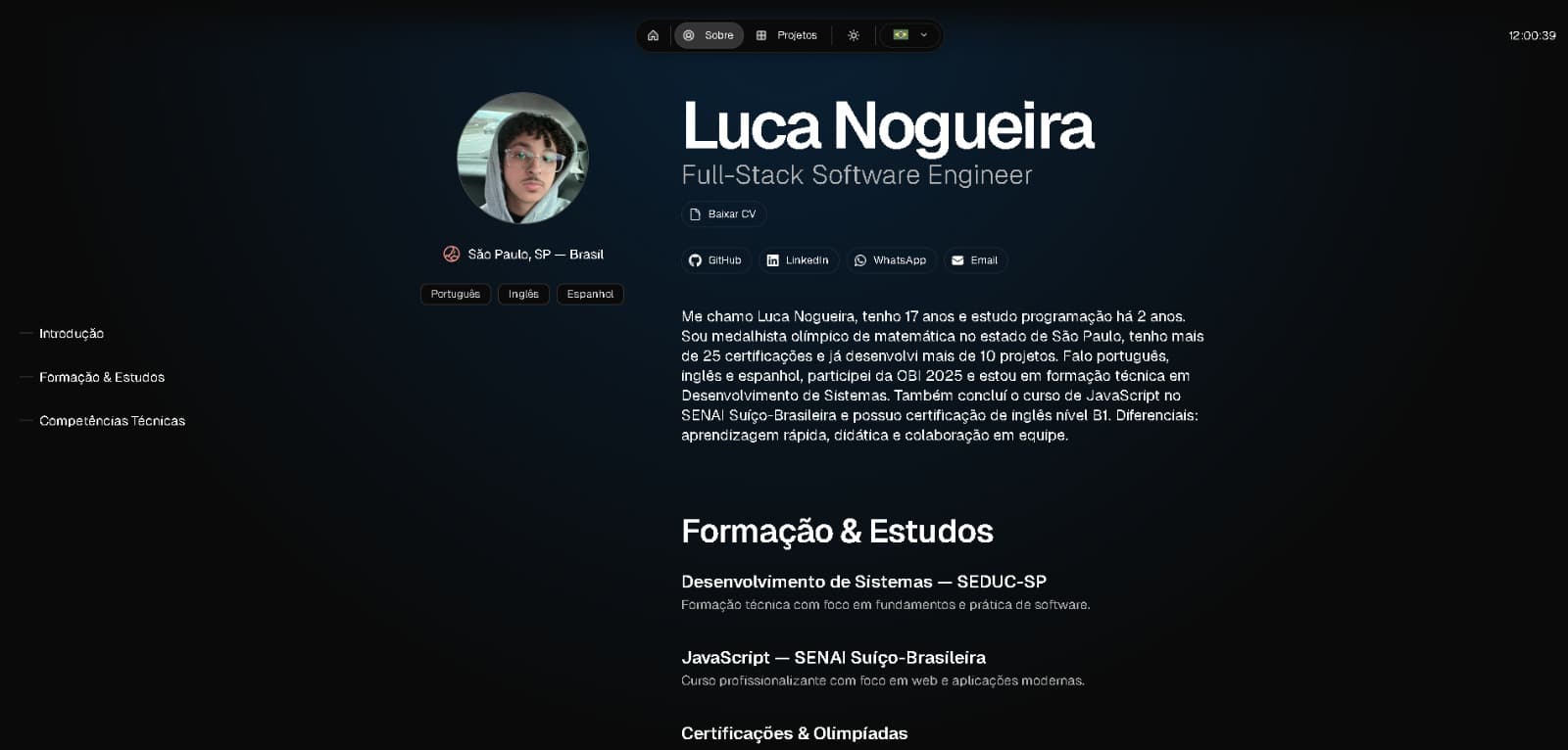 Quarta tela do projeto Portfolio