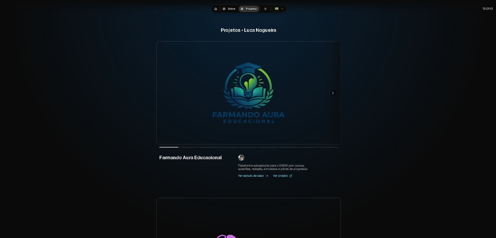 Tela principal do projeto Portfolio