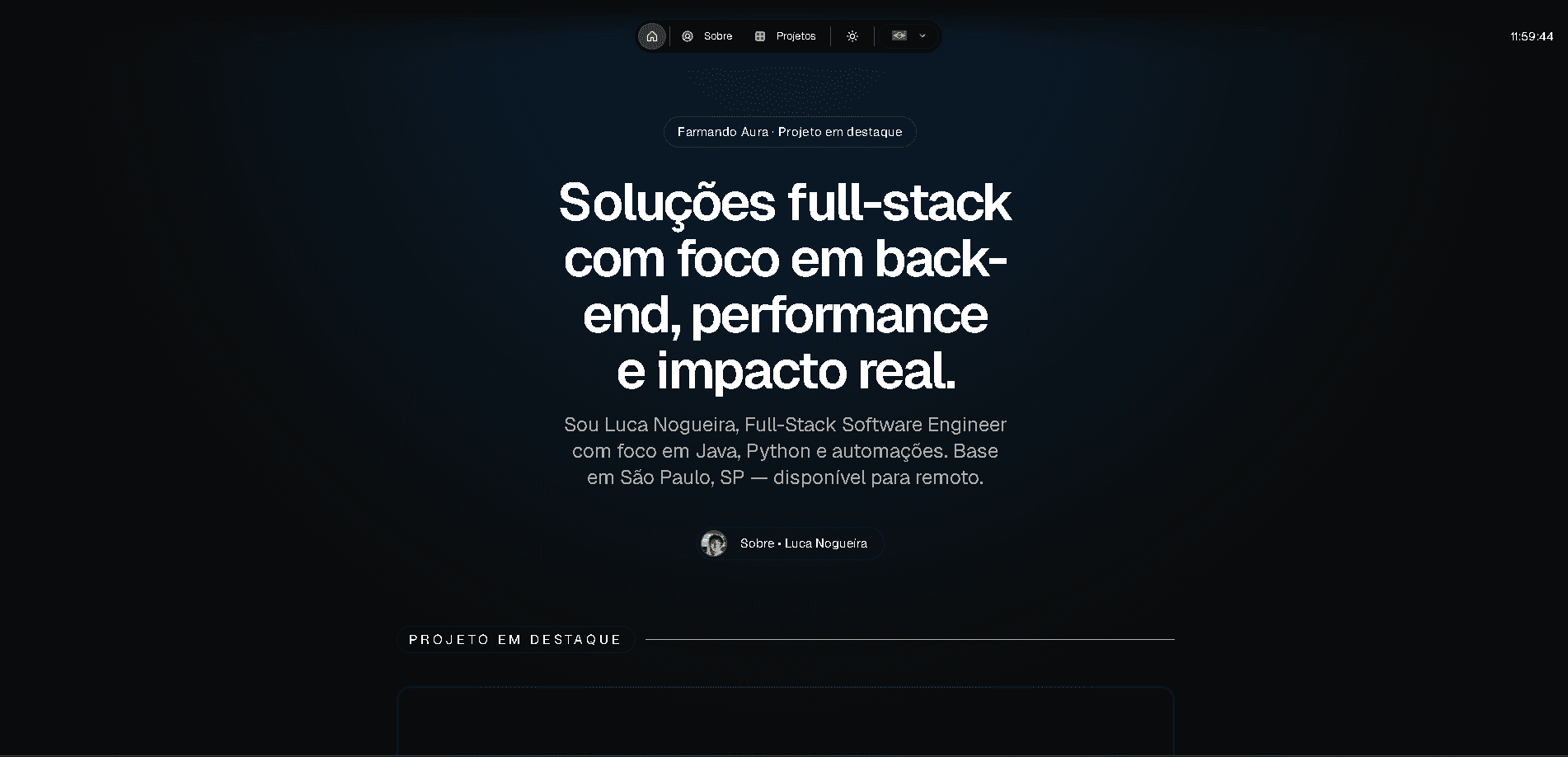 Capa do projeto Portfolio