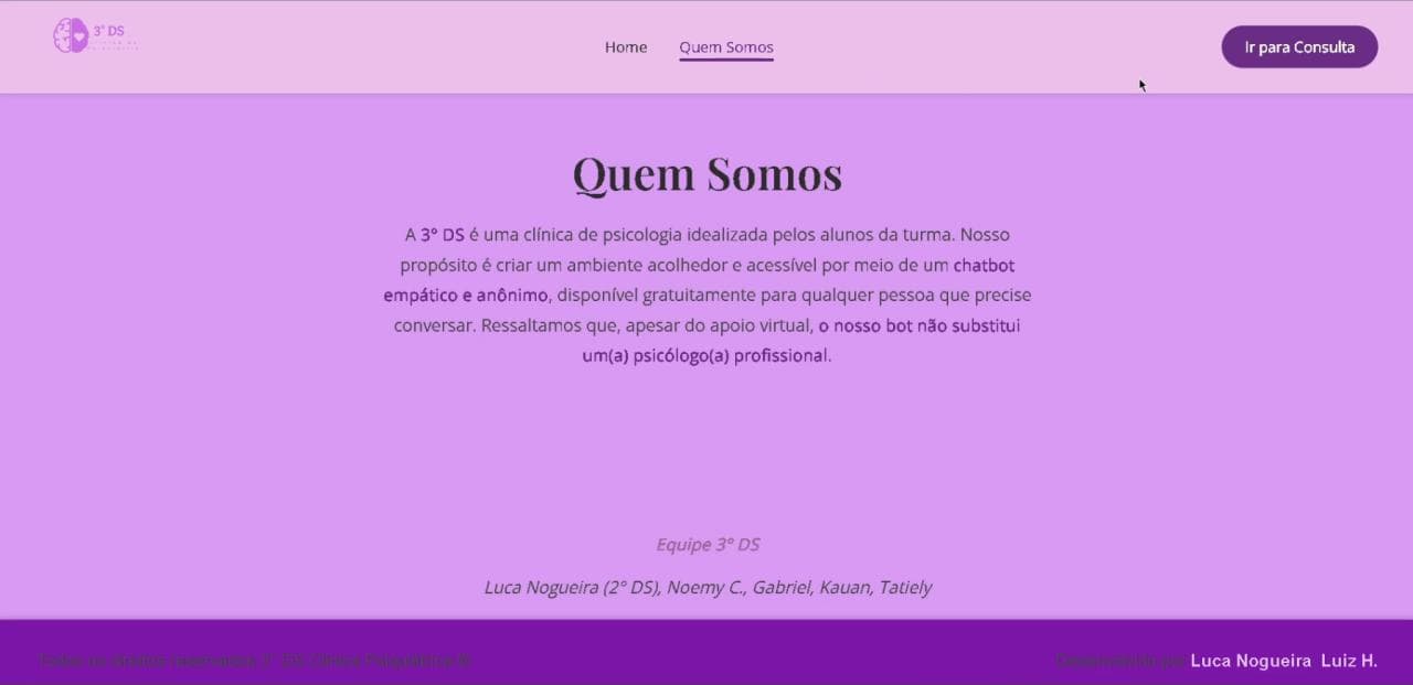 Terceira tela do projeto Psicólogo virtual